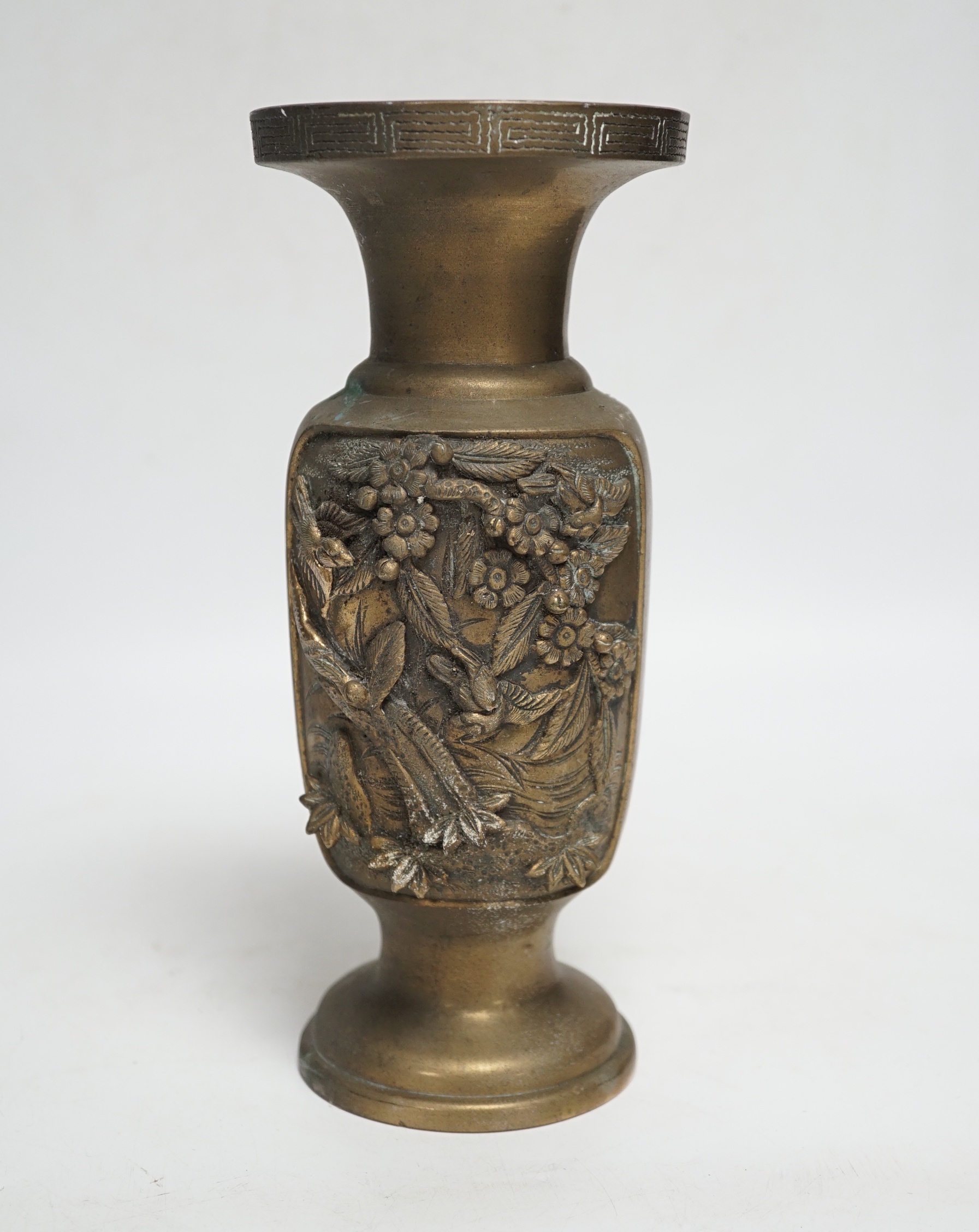 A Japanese cast bronze vase, 23.5cm